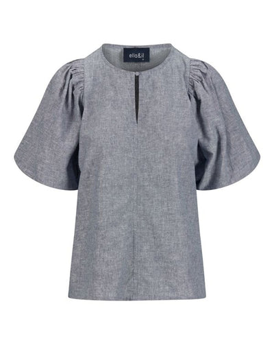 Anna Linen Top, Denim Blue