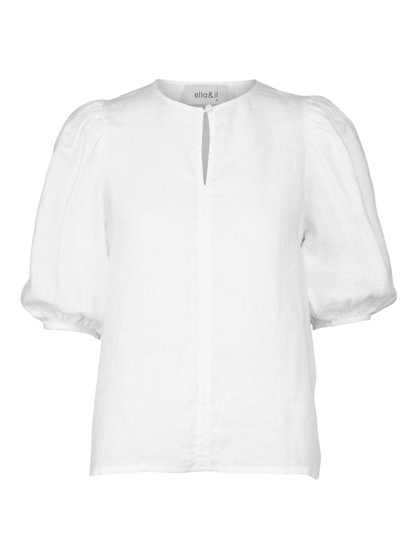 Ella &amp; il hvit bluse v-hals - forfra