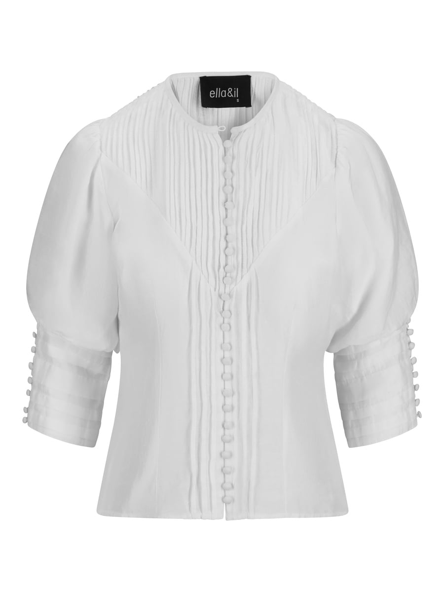 Ella &amp; il hvit bluse puffermer - forfra