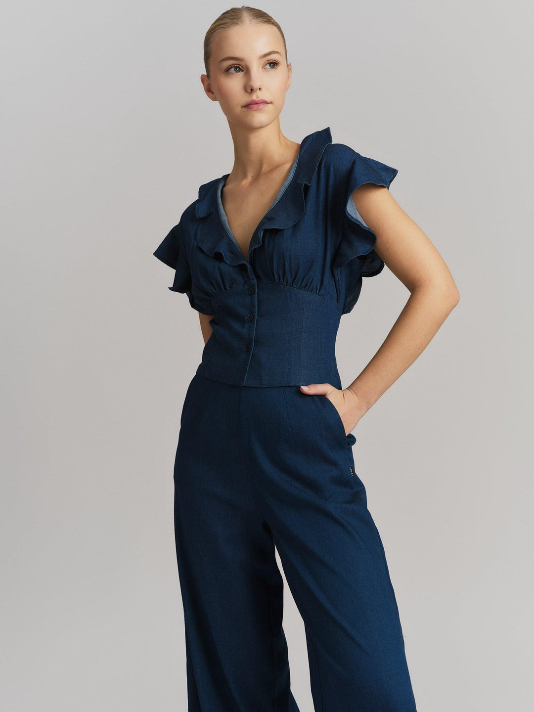 Felicia Tencel Pants, Dark Blue