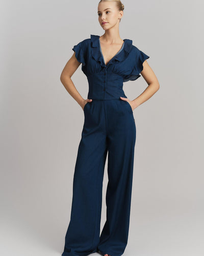 Felicia Tencel Pants, Dark Blue