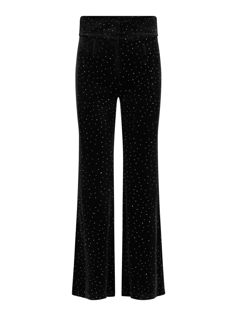 Madeleine Stud Velour Pant, Black