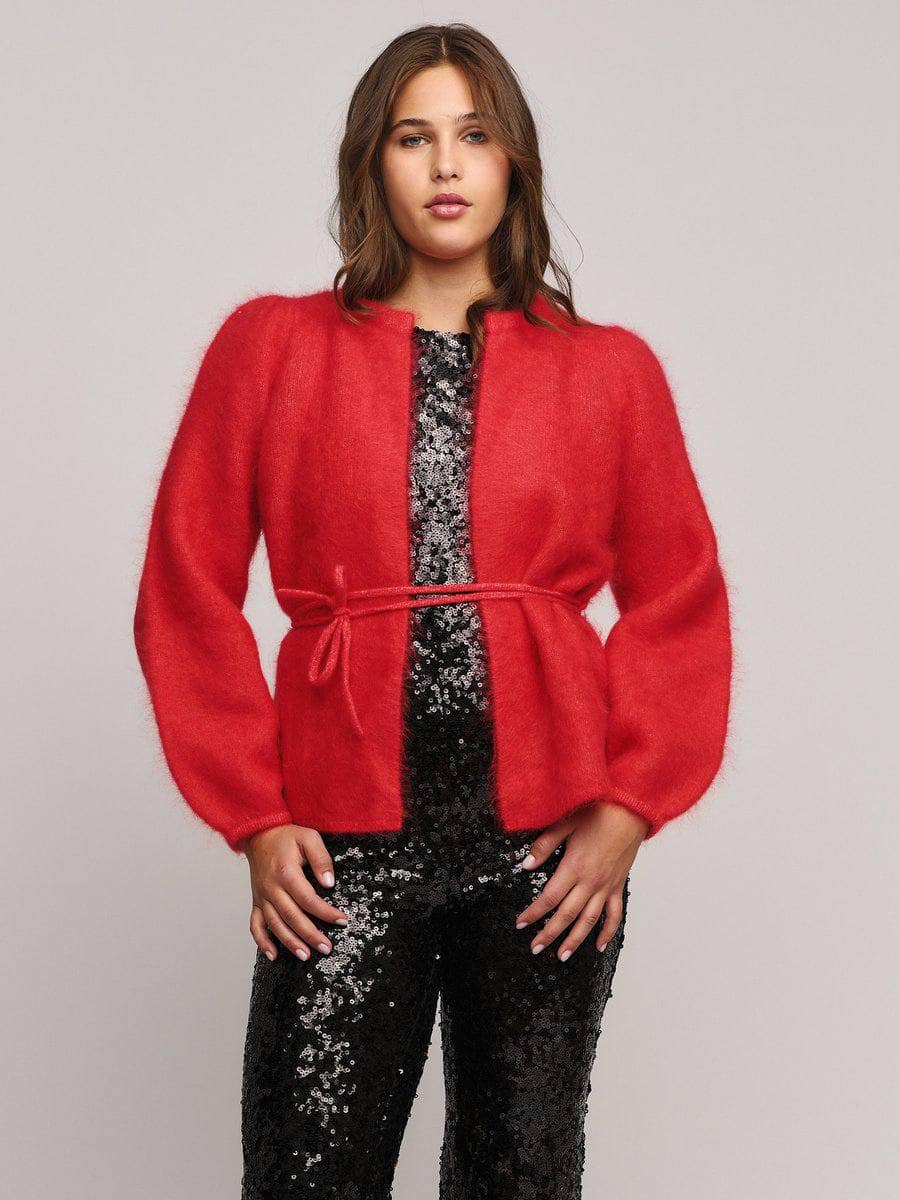 Fredrikke Chunky Cardigan, Bright Red