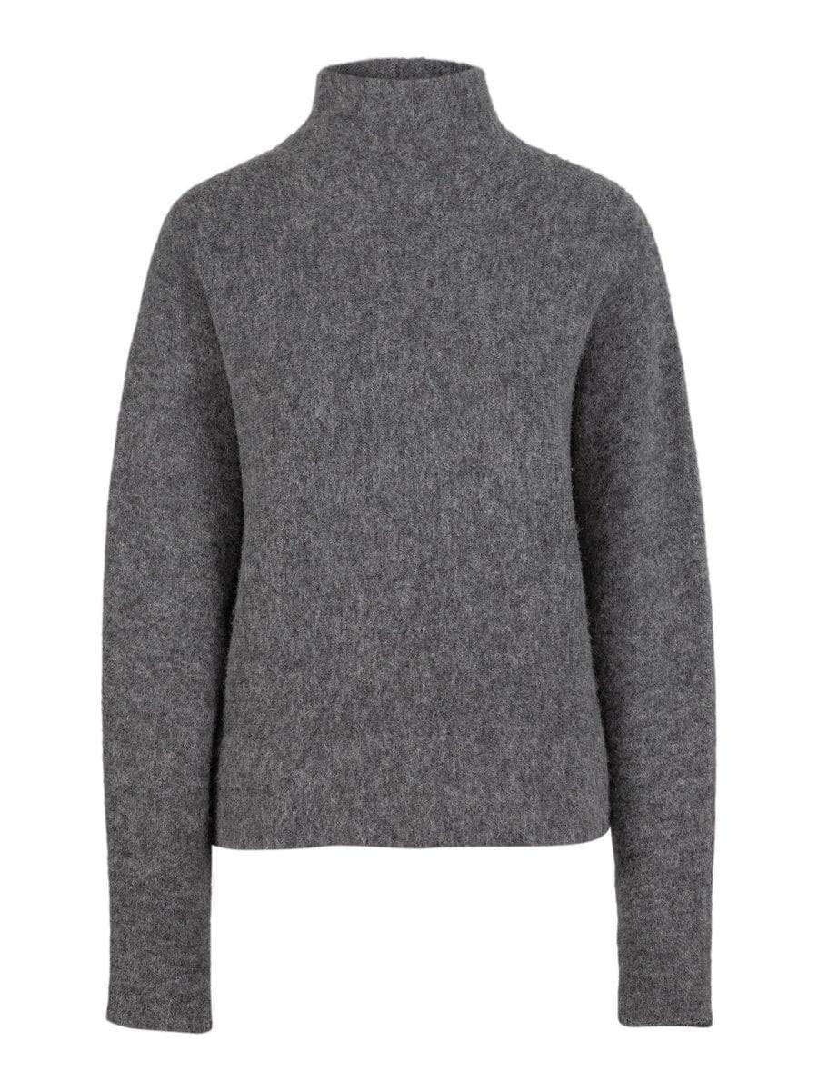Luca Alpaca Sweater, Grey Melange