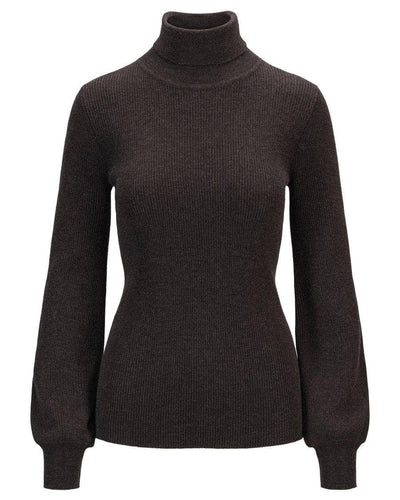 Rosie Merino Sweater, Dark brown melange