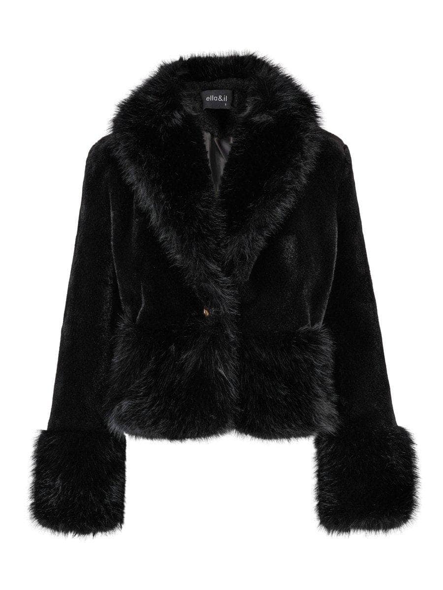 Adina Fake Fur Jacket, Black