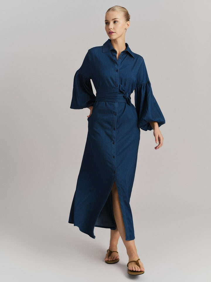 Inez Tencel Dress, Dark Blue
