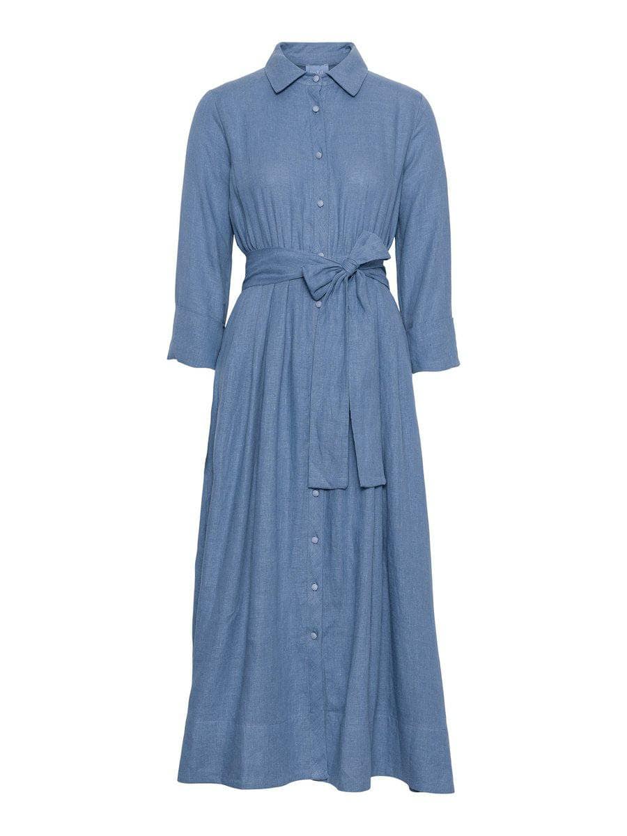Marja Linen Dress, Jeansblue