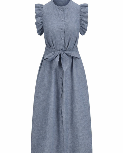 Pam Linen Dress, Denim Blue