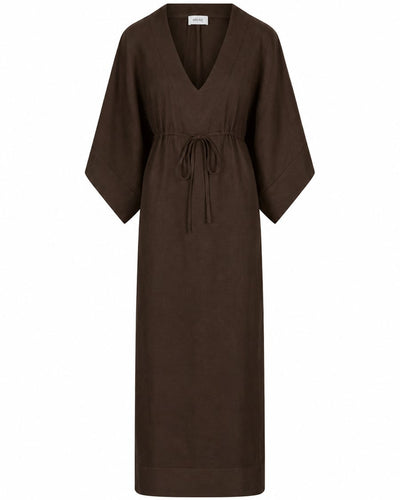Pernille Linen Dress, Dark Brown