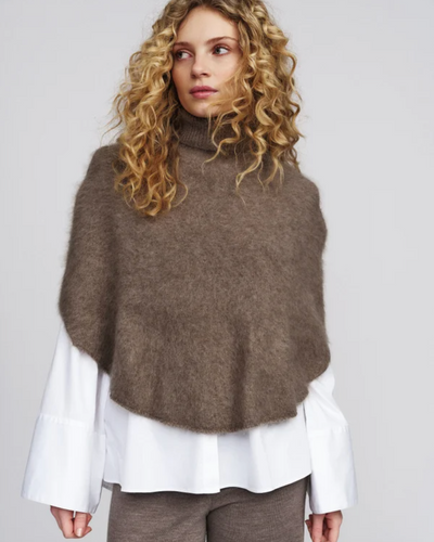 Maiken Brushed Poncho, Light Brown