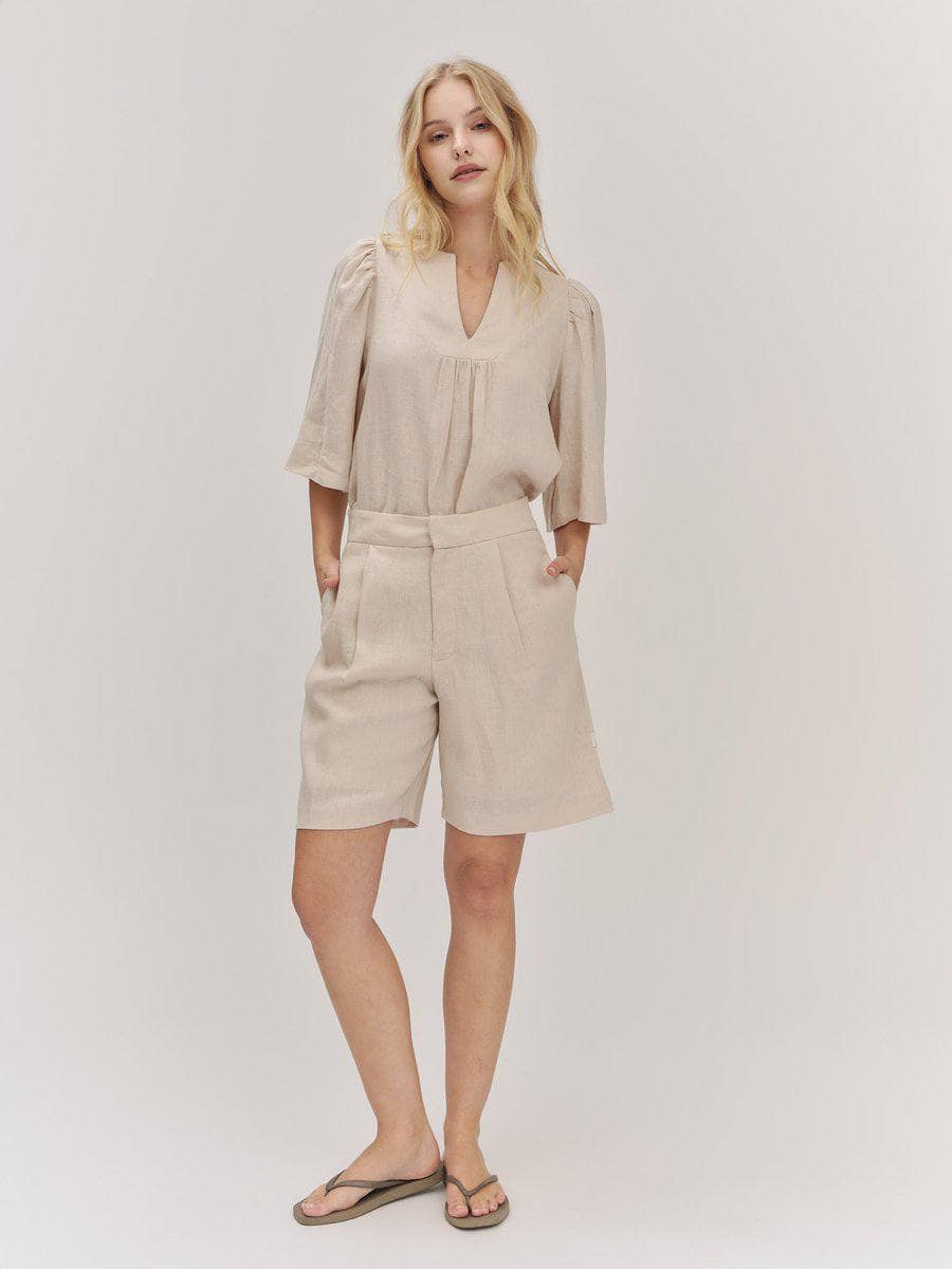 Fie Linen Shorts, Beige