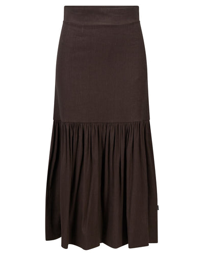 Lill Stretch Linen Skirt, Dark Brown