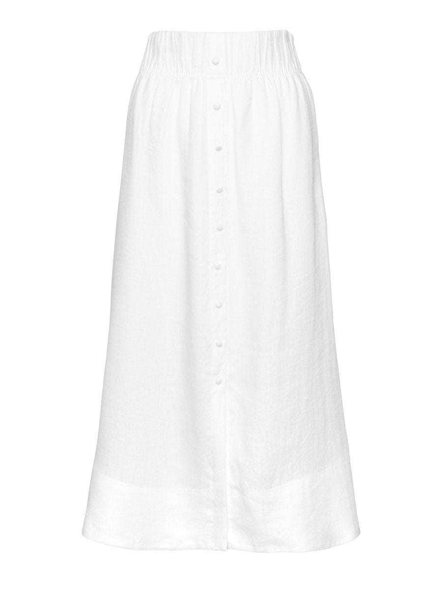 Thea Linen Skirt, White