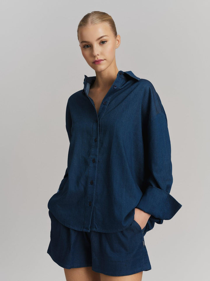 Sunniva Tencel Shirt, Dark Blue