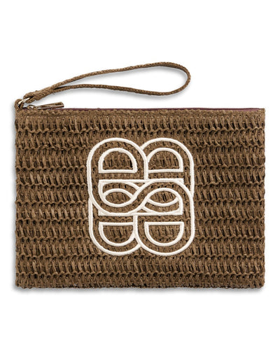 Mim Straw Clutch, Brown