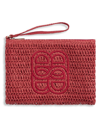 Mim Straw Clutch, Red