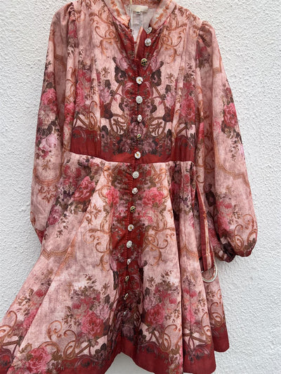 Kort kjole m/blomster, Bordeaux fra From Paris With Love - bilde 4