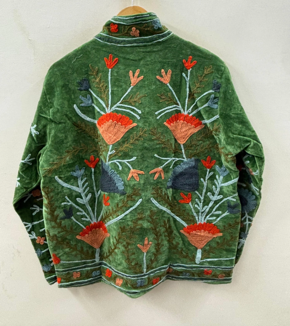Velvet Floral Jacket, Forest