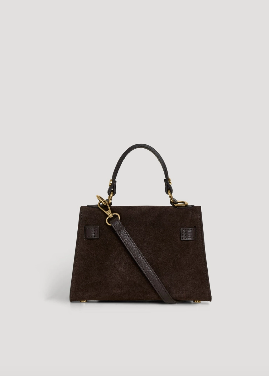 Small Suede Handbag, Mocca