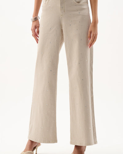 Featherweave™ Denim Wide Leg Jeans With Rhinestones