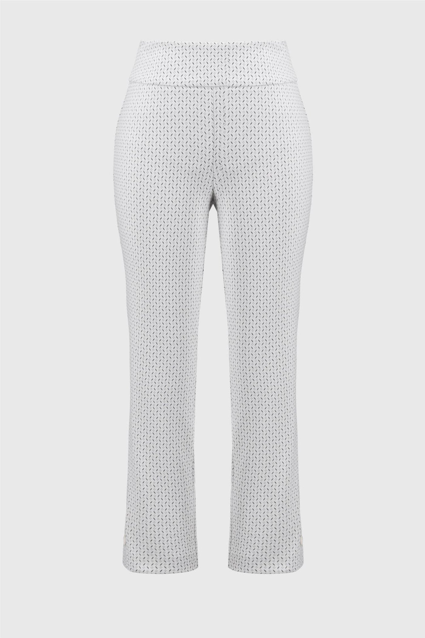 Jacquard Abstract Print Crop Pants, White/Black