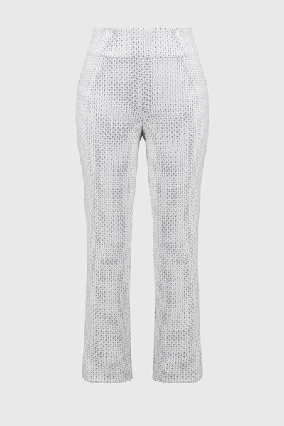 Jacquard Abstract Print Crop Pants, White/Black