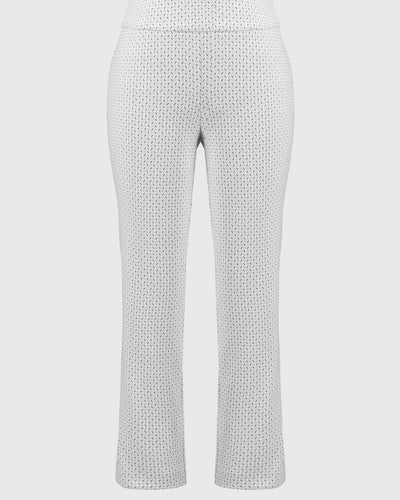 Jacquard Abstract Print Crop Pants, White/Black