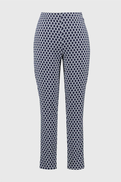 Jacquard Geometric Print Slim Fit Pants, Blue/White