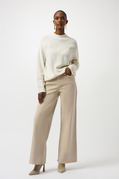 Wool Blend Sweater with Placement Stitch, Winter White fra Joseph Ribkoff - bilde 5