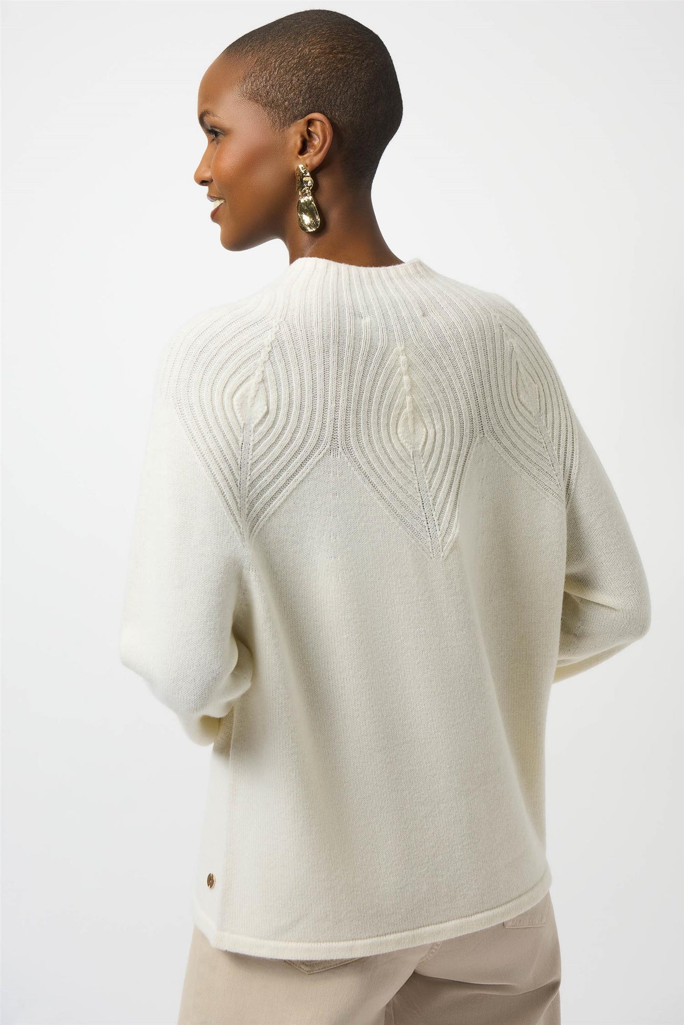 Wool Blend Sweater with Placement Stitch, Winter White fra Joseph Ribkoff - bilde 4