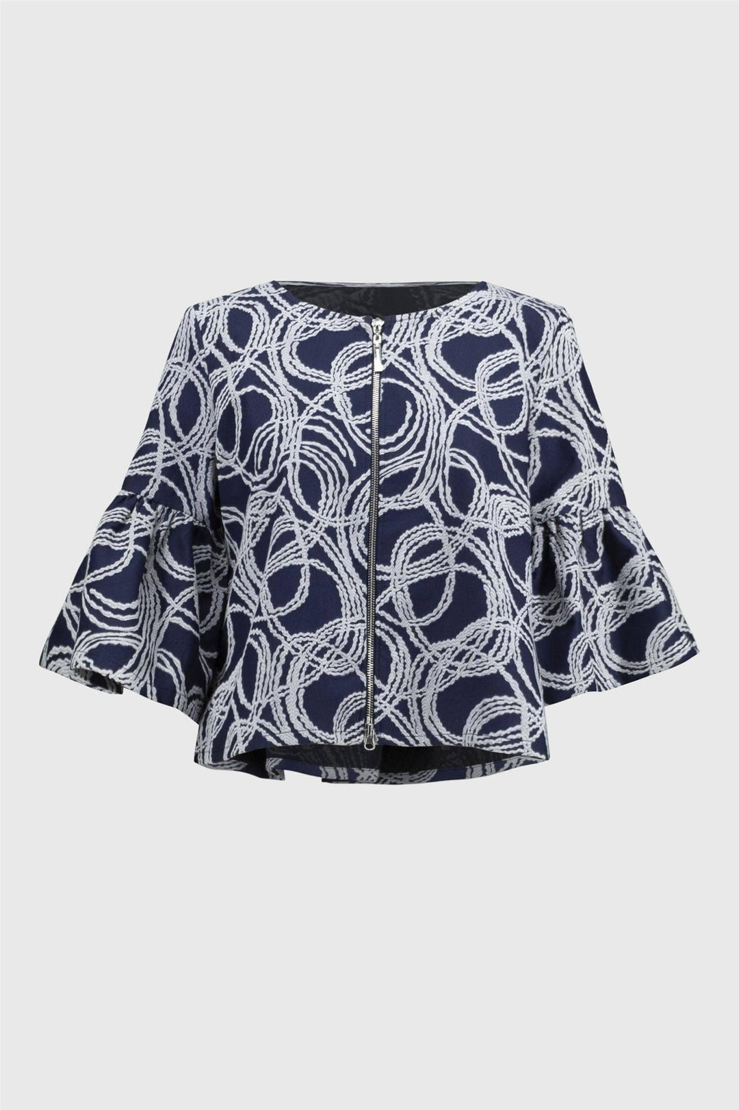 Abstract Jacquard Trapeze Jacket, Navy/Offwhite