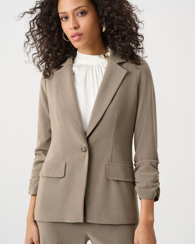 Melange Silky Knit Straight Blazer, Taupe Melange