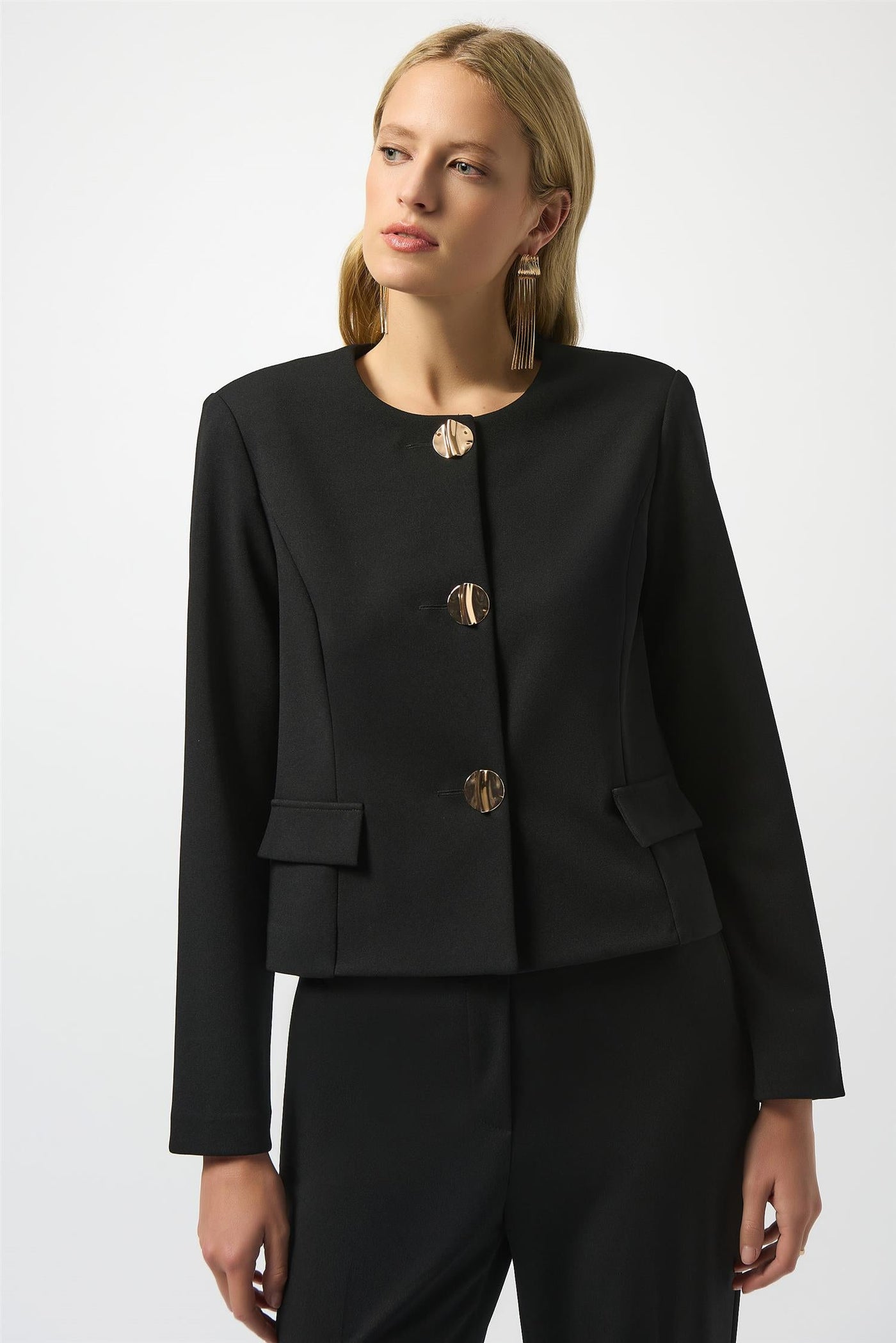 Scuba Crepe Boxy Blazer, Black fra Joseph Ribkoff - bilde 3