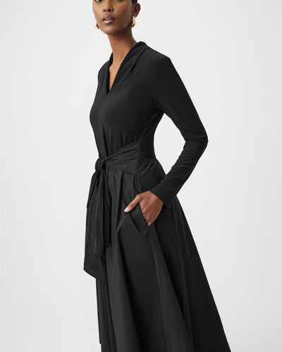 Silky Knit and Memory Fit and Flare Dress, Black