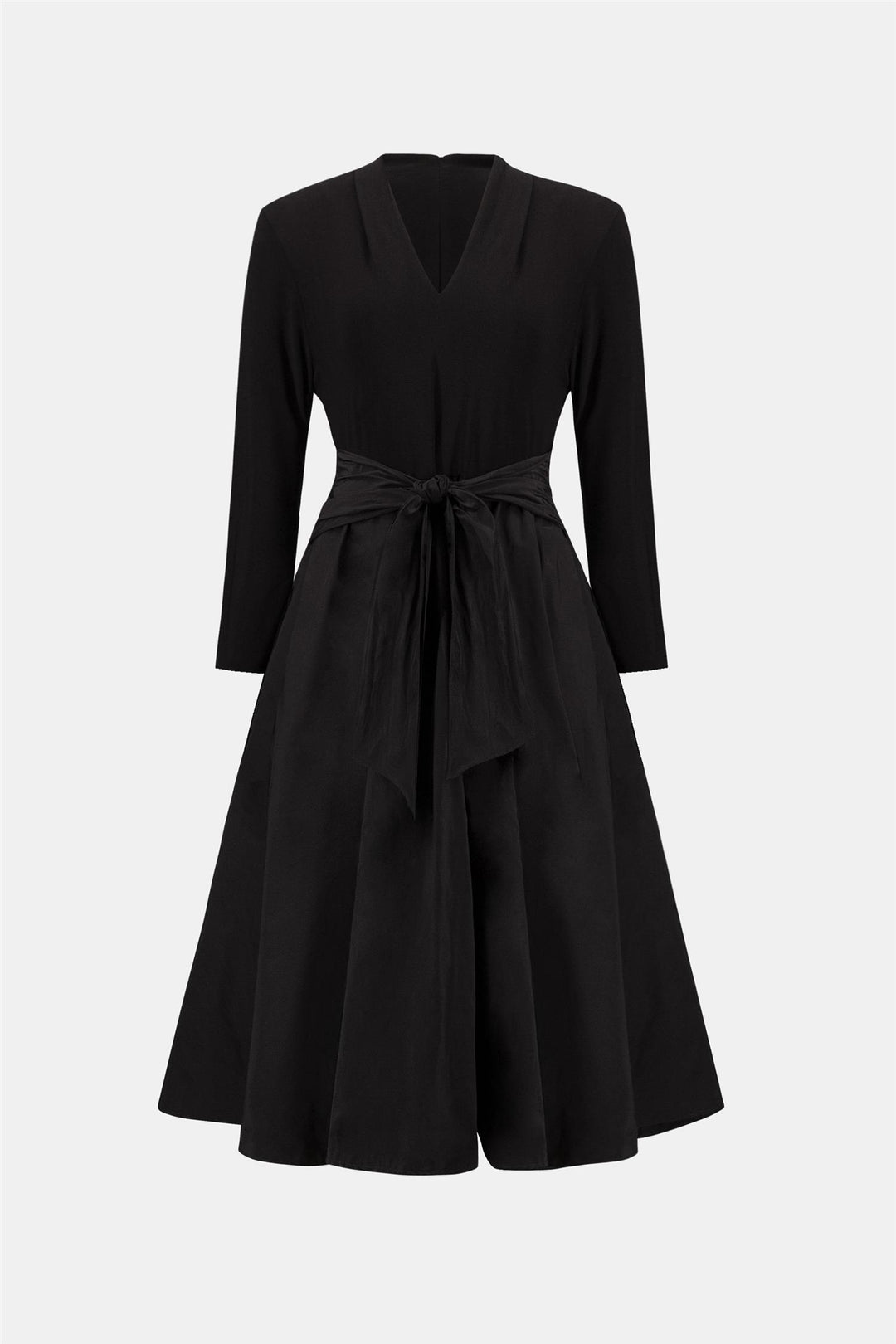 Silky Knit and Memory Fit and Flare Dress, Black