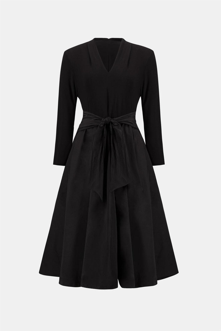 Silky Knit and Memory Fit and Flare Dress, Black