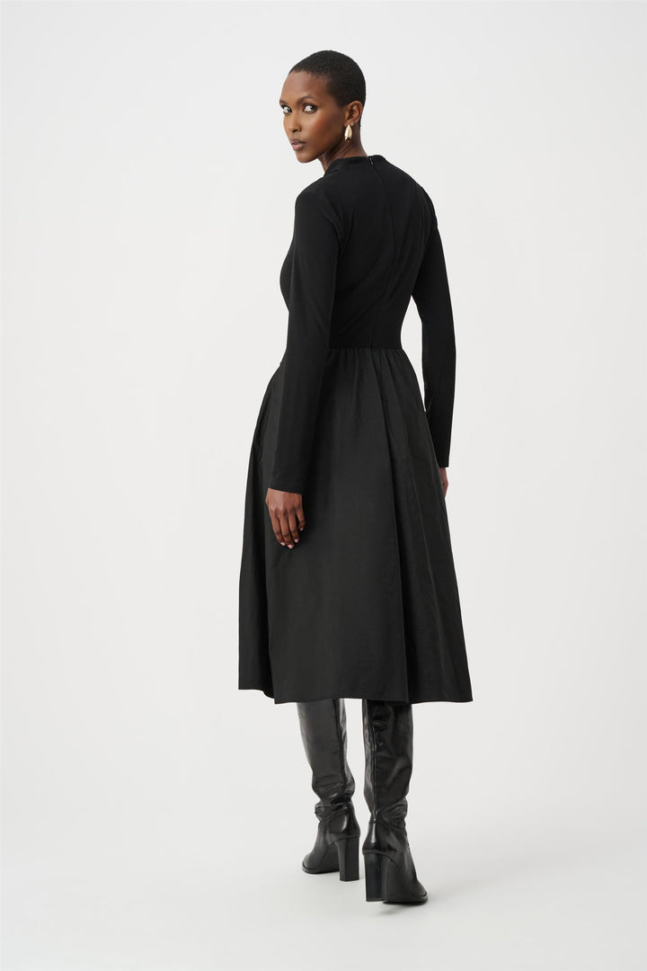 Silky Knit and Memory Fit and Flare Dress, Black