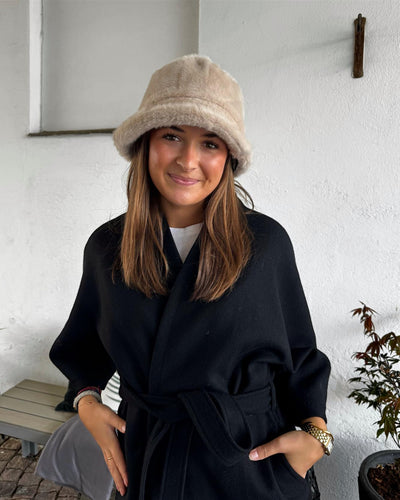 Faux Fur Bucket Hat, Almond