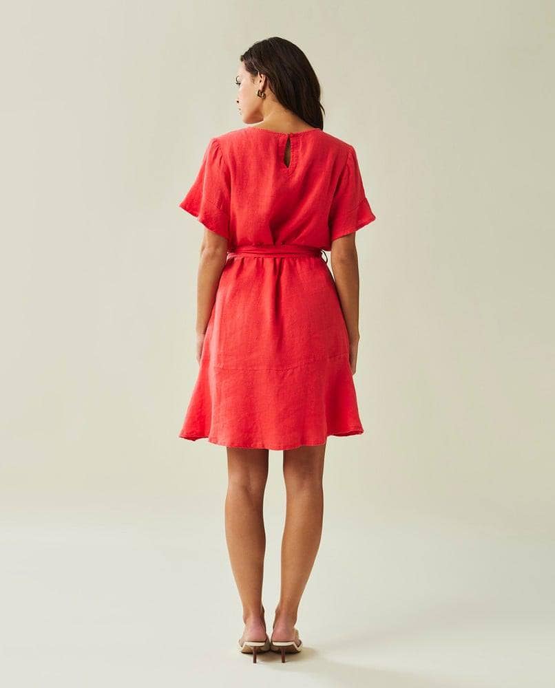 Meghan Linen Dress, Red