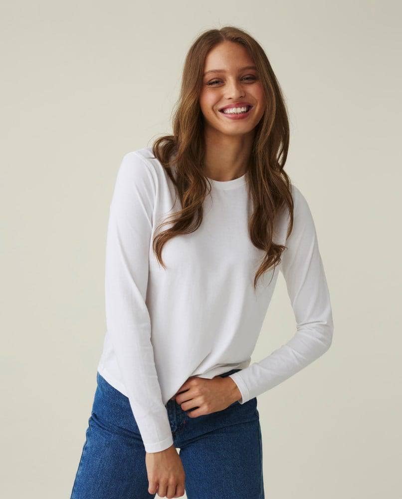 Micaela Long Sleeve Tee, White