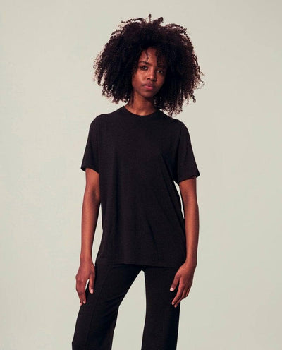 Stephanie Wool Blend Tee, Black