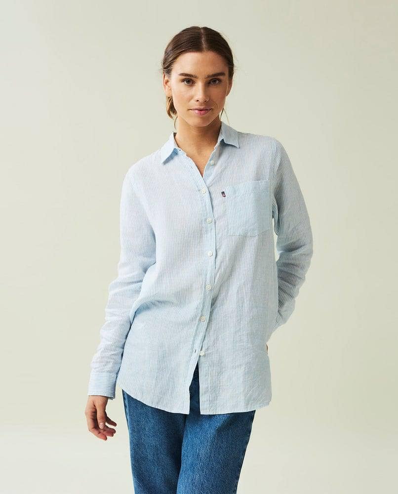 Isa Linen Shirt, Lt Blue/White Stripe