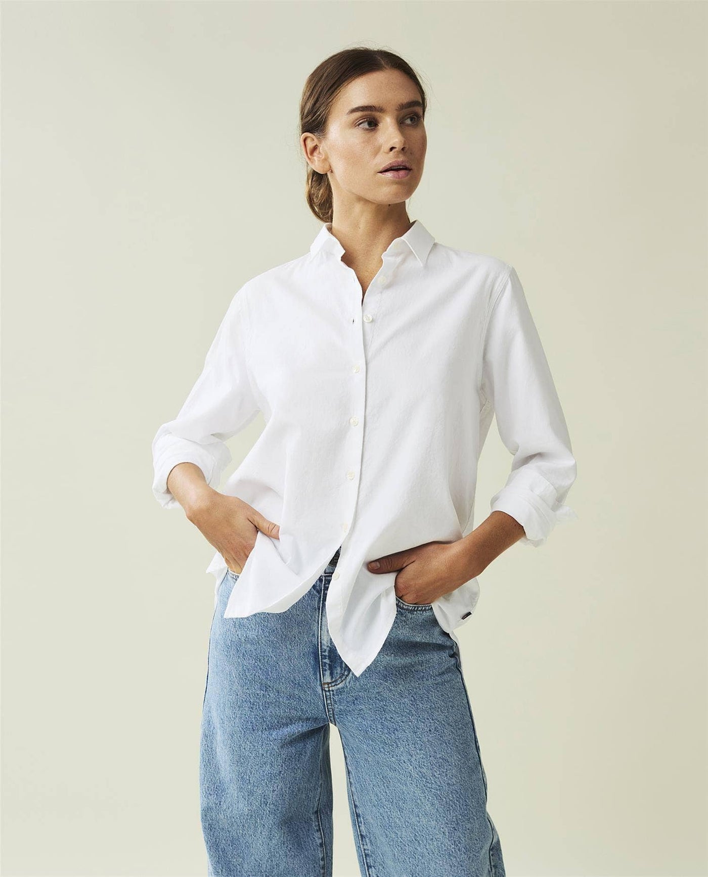 Sanna Organic Cotton Oxford Shirt, White