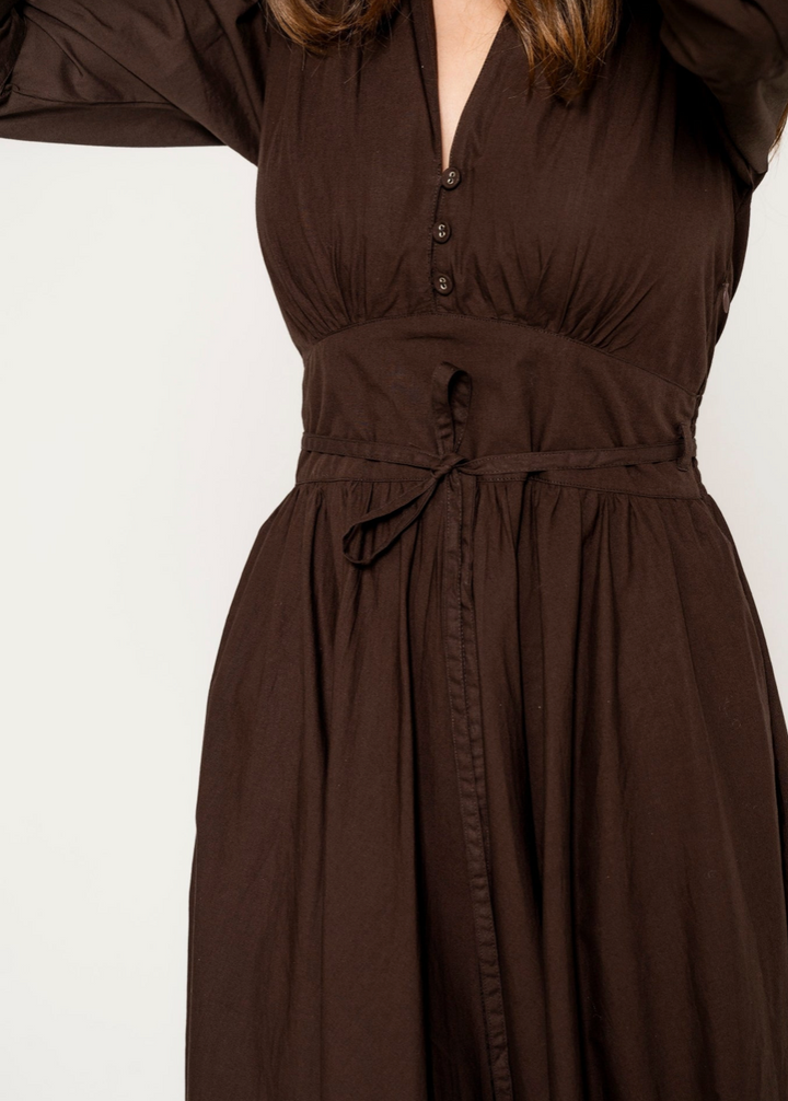 Maria Dress, Chocolate Poplin