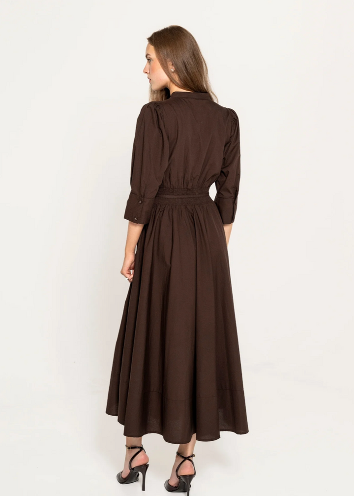 Maria Dress, Chocolate Poplin