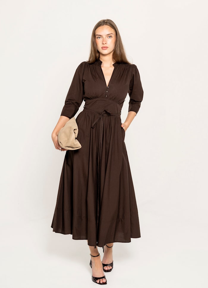 Maria Dress, Chocolate Poplin