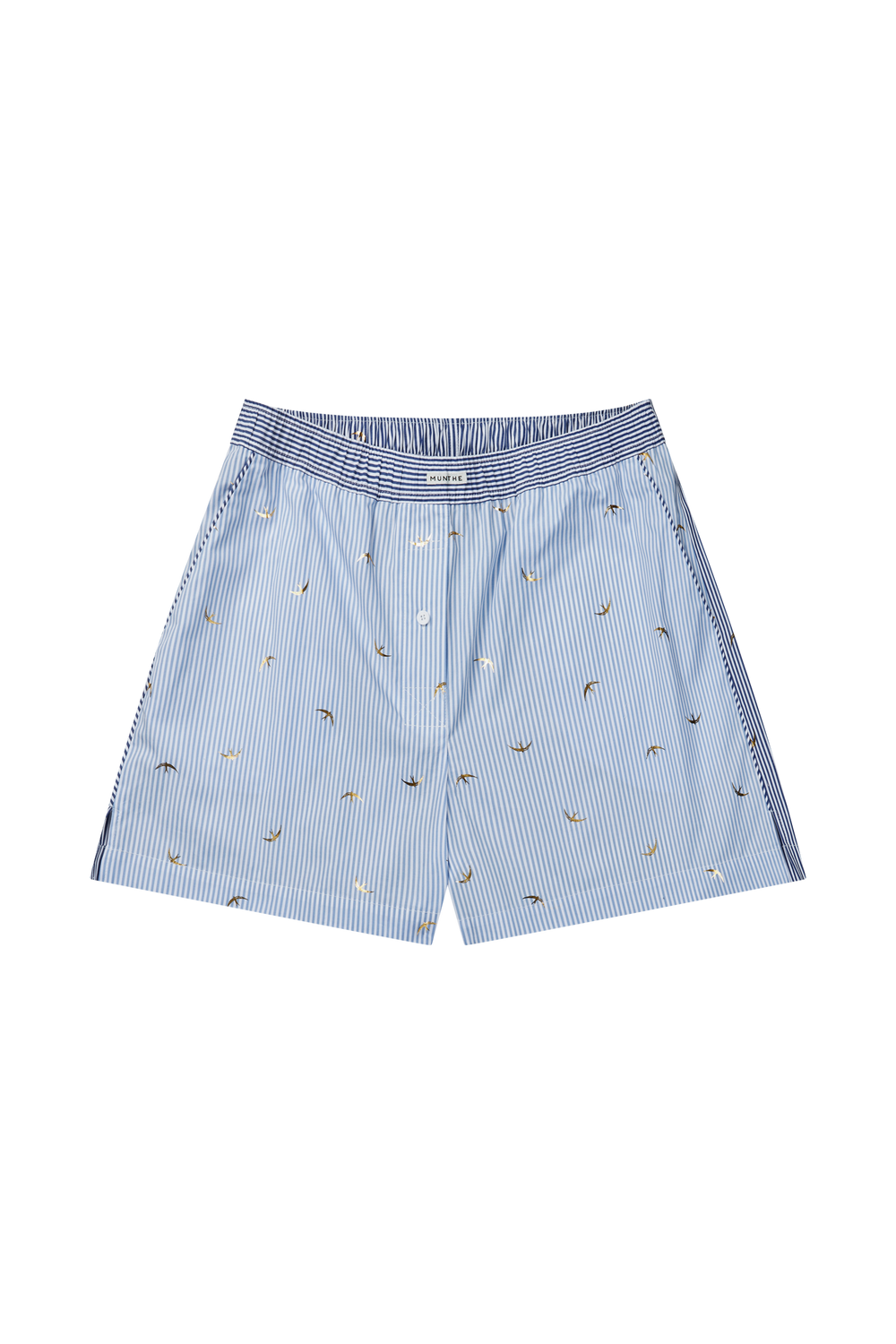 MUNTHE lyseblå shorts stripet - forfra