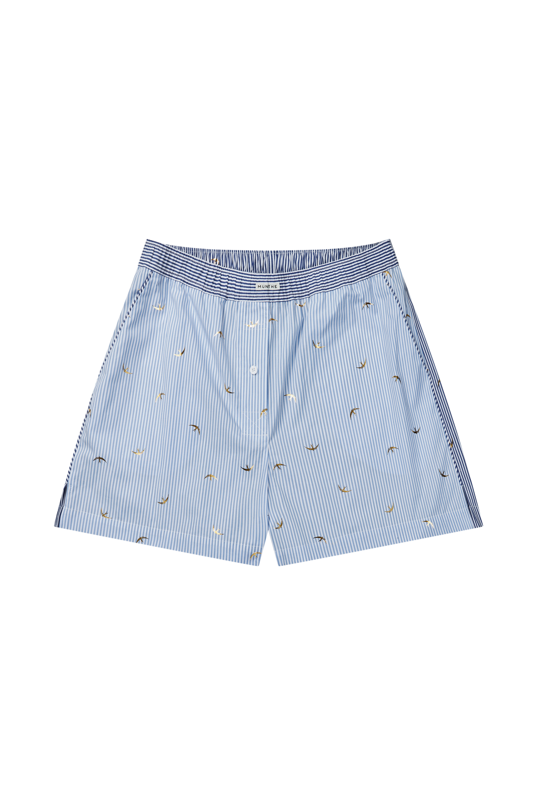 MUNTHE lyseblå shorts stripet - forfra