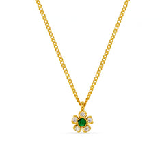 Crystal & Emerald Flower Charm Necklace